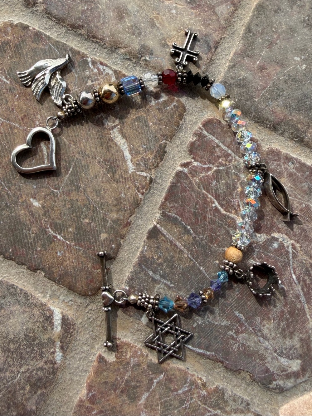 925 Sterling Silver Christian Gospel Story Bracelet with 5 charms